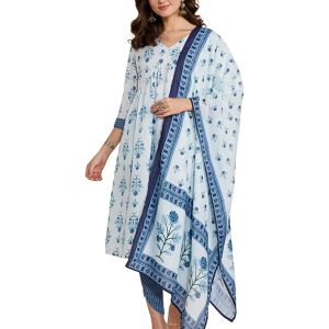 Myx Women's Printed Alia-Cut Anarkali Kurta Pant Set with Dupatta | Available in Plus Size