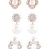 Zaveri Pearls Combo of 3 Cubic Zirconia & Pearls Contemporary Stud Earrings For Women-ZPFK10381